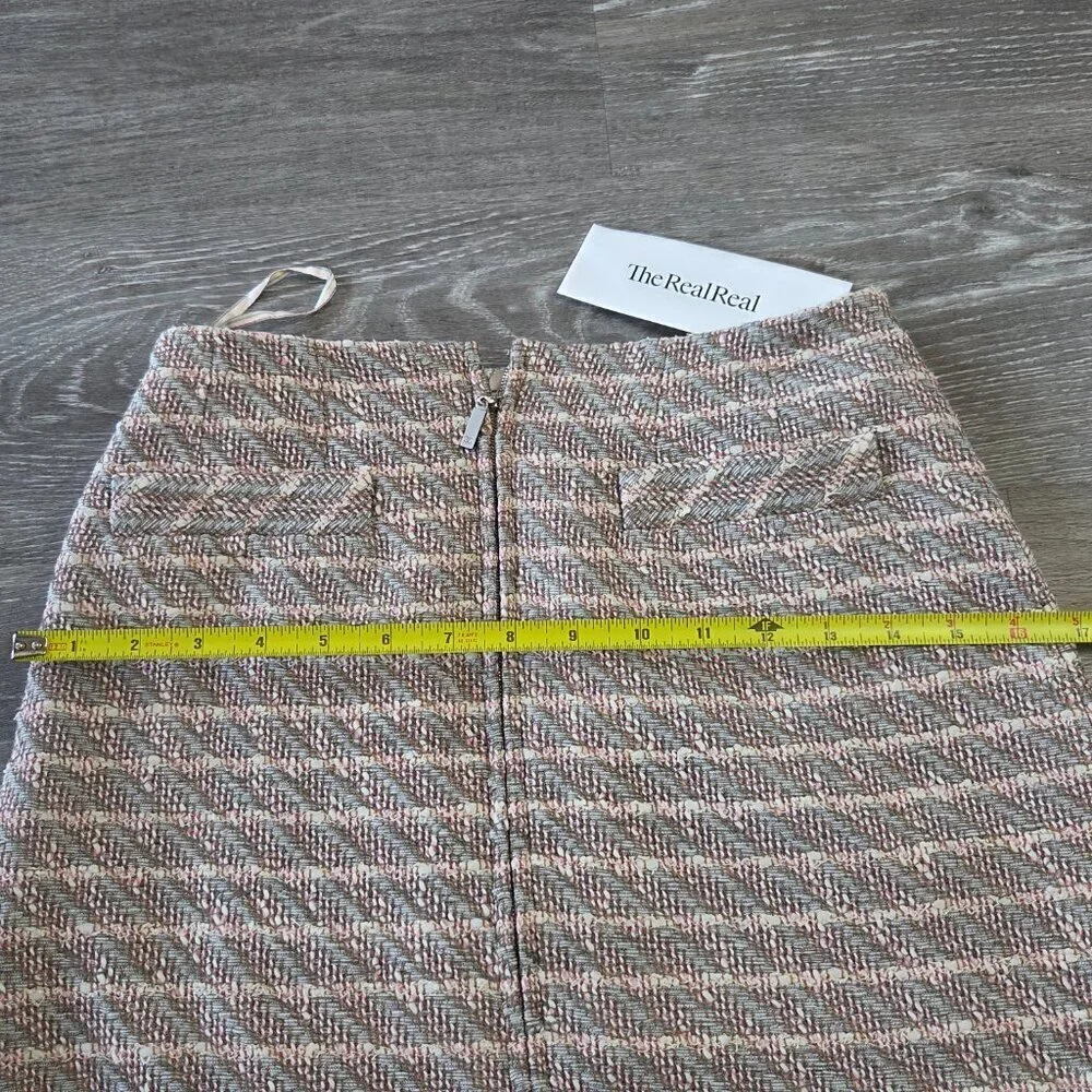Authentic Chanel Tweed Skirt Gold Hardware FR 36 Beige w/ Official COA